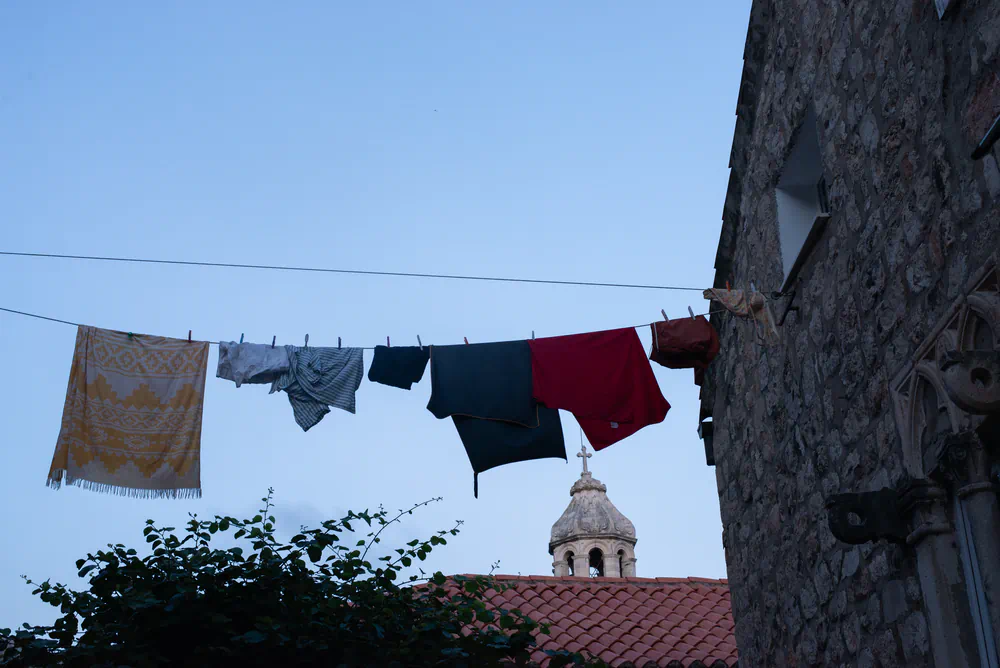 clothes line in street
